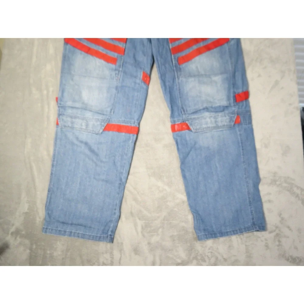 Vintage Marithe Francois Girbaud Jeans Mens 44 Blue Red Strap Shuttle Baggy
